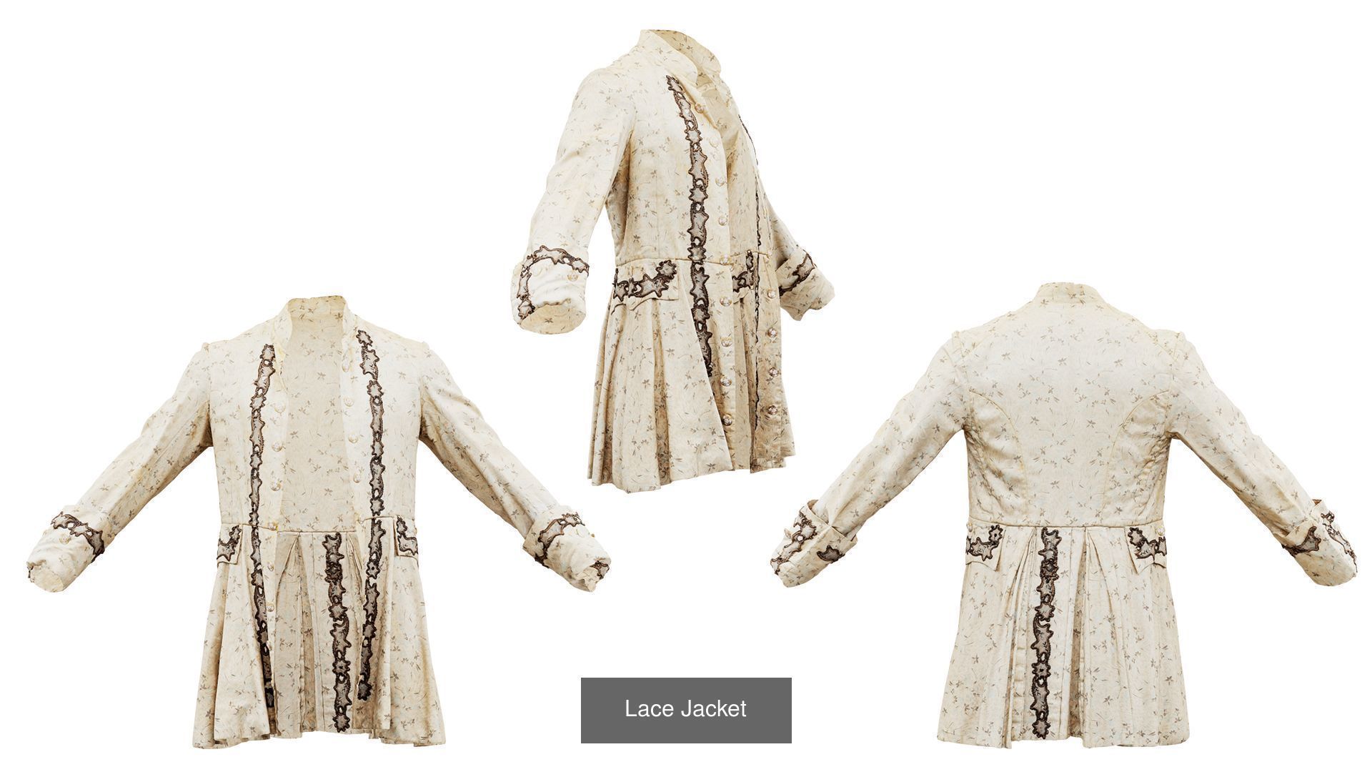 32 Historic 1600s Clothing items 3D Model Collection_10