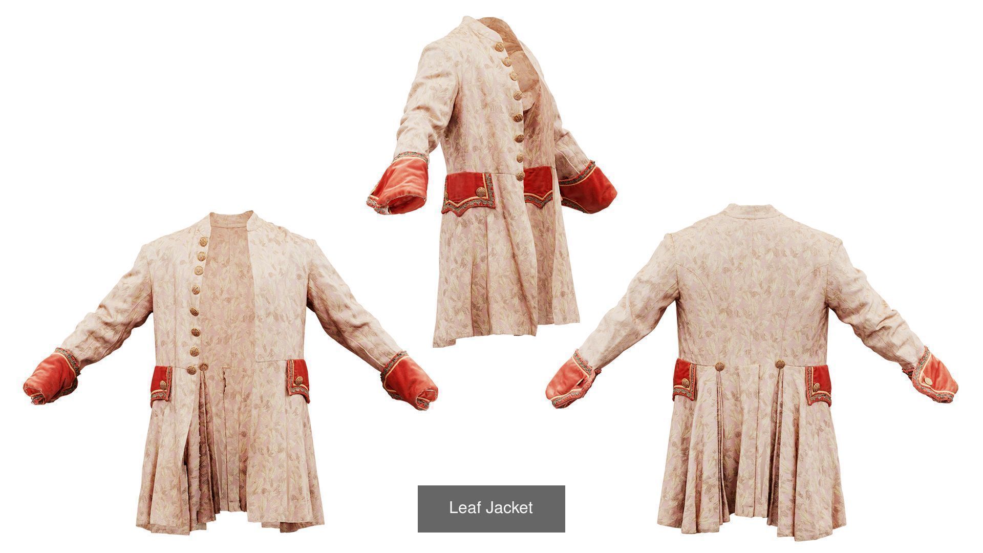 32 Historic 1600s Clothing items 3D Model Collection_6