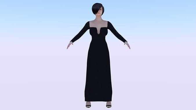 Woman in a Dress 029 Low-poly 3D model