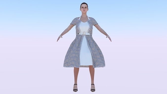 Woman in a Dress 030 Low-poly 3D model