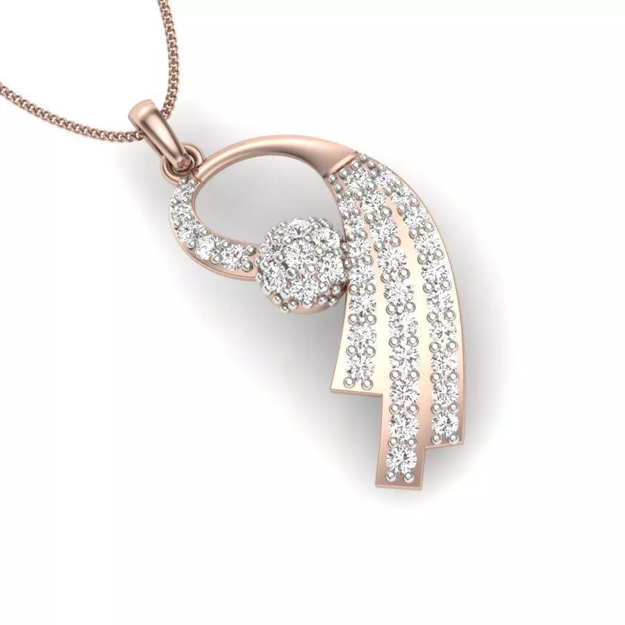 pendant 3D diamond hanging from chain 3D print model