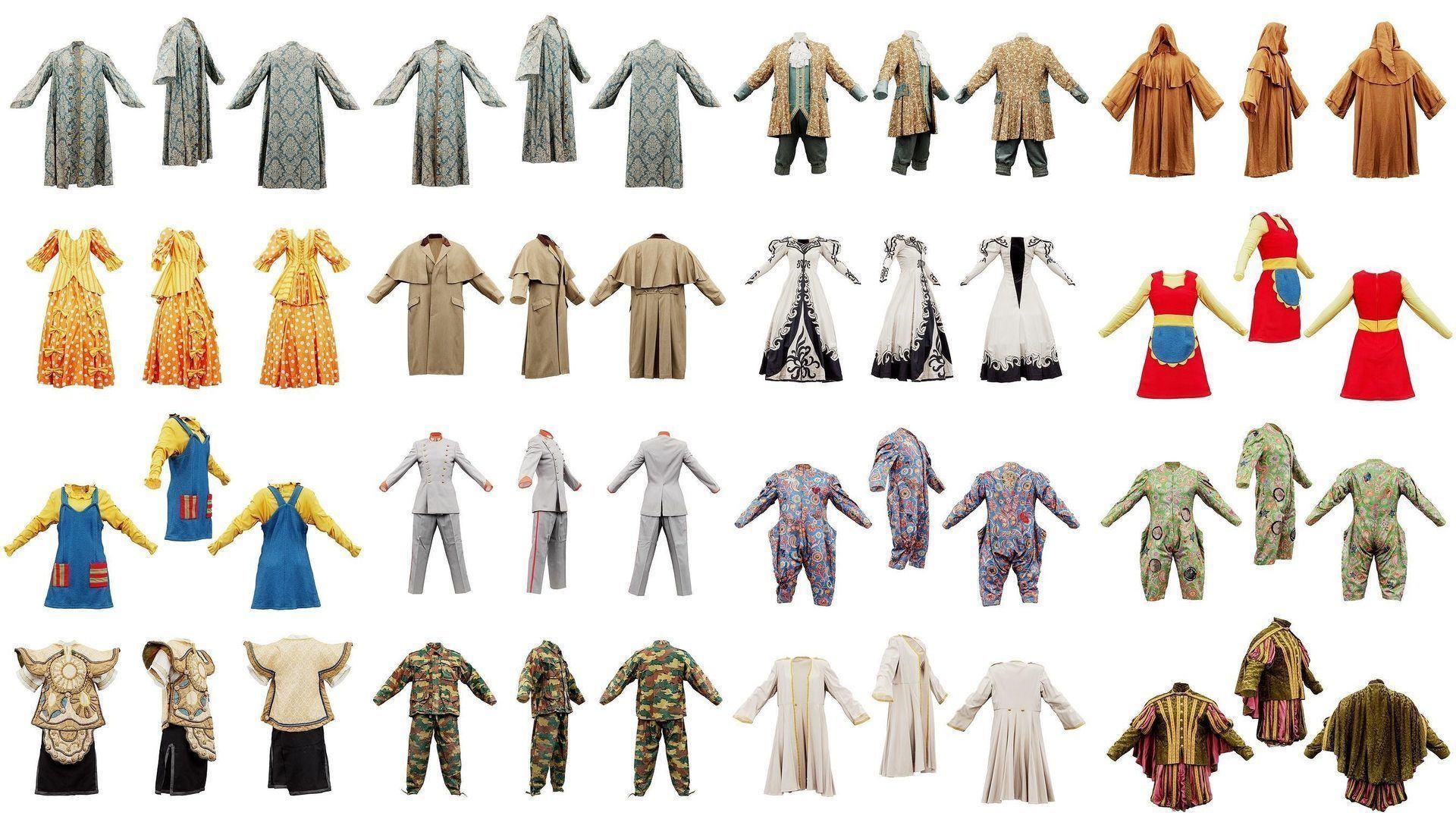 72 3D Scanned Full Body Clothing items 3D Model Collection_1