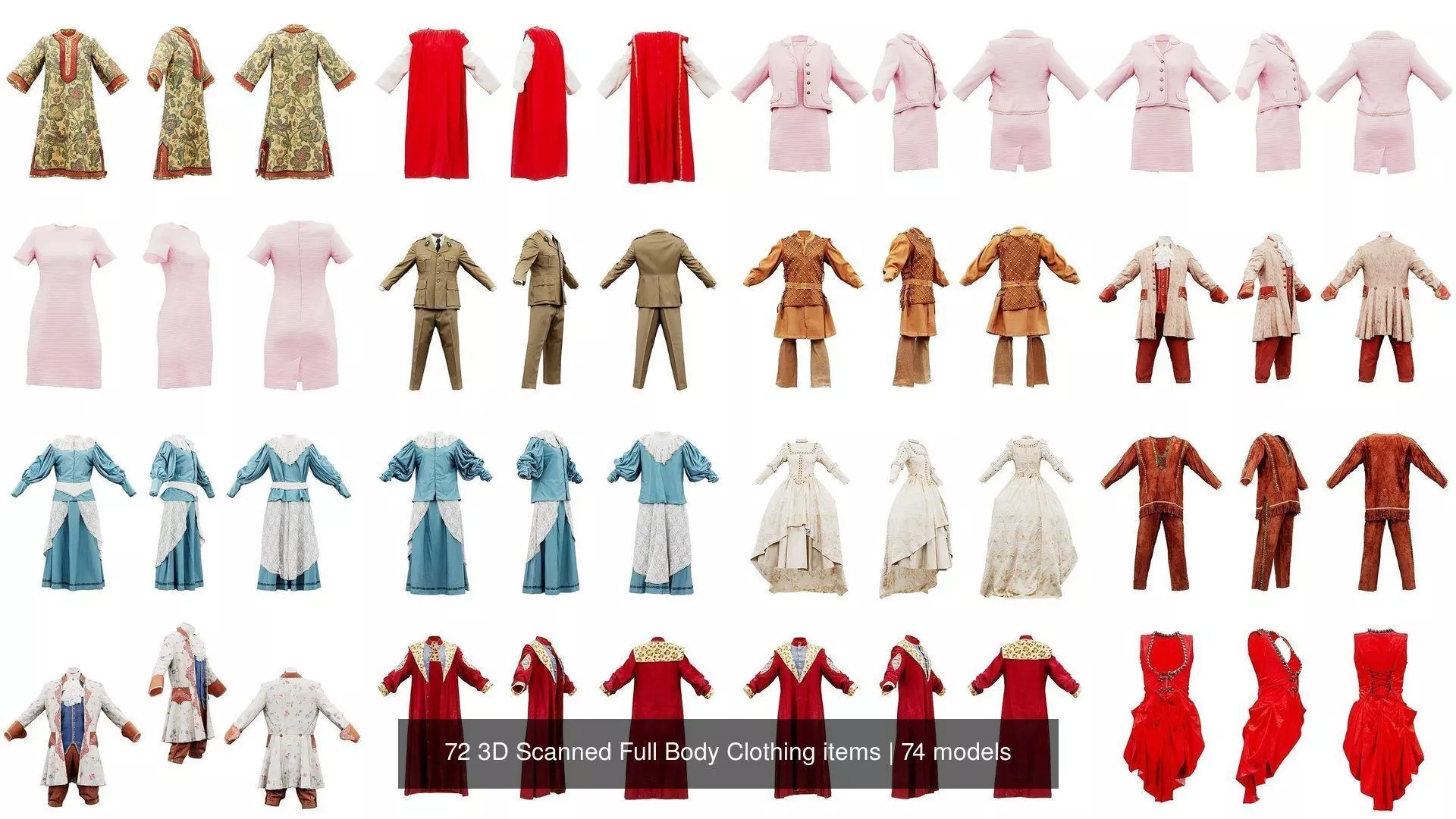 72 3D Scanned Full Body Clothing items 3D Model Collection_0