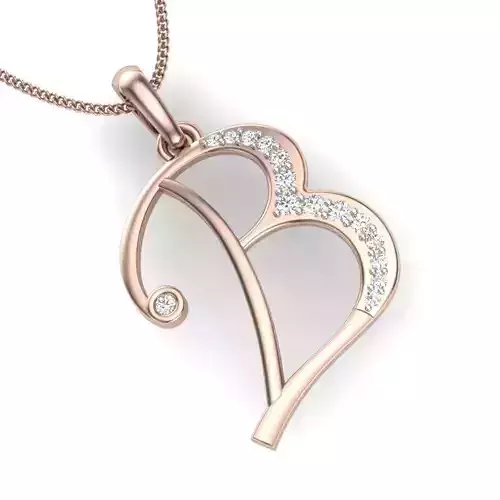 B pendant rose gold curved diamond 3D print model