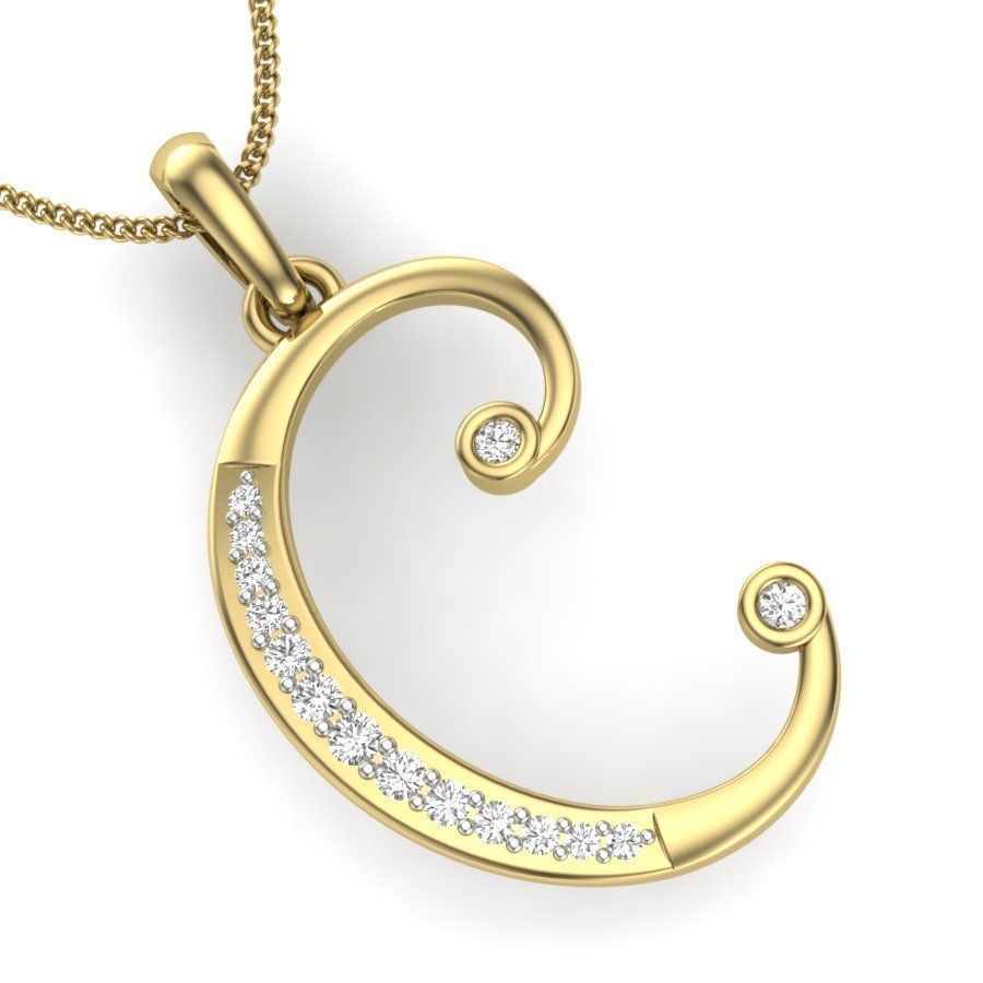 Women C Pendant  3D print model_1