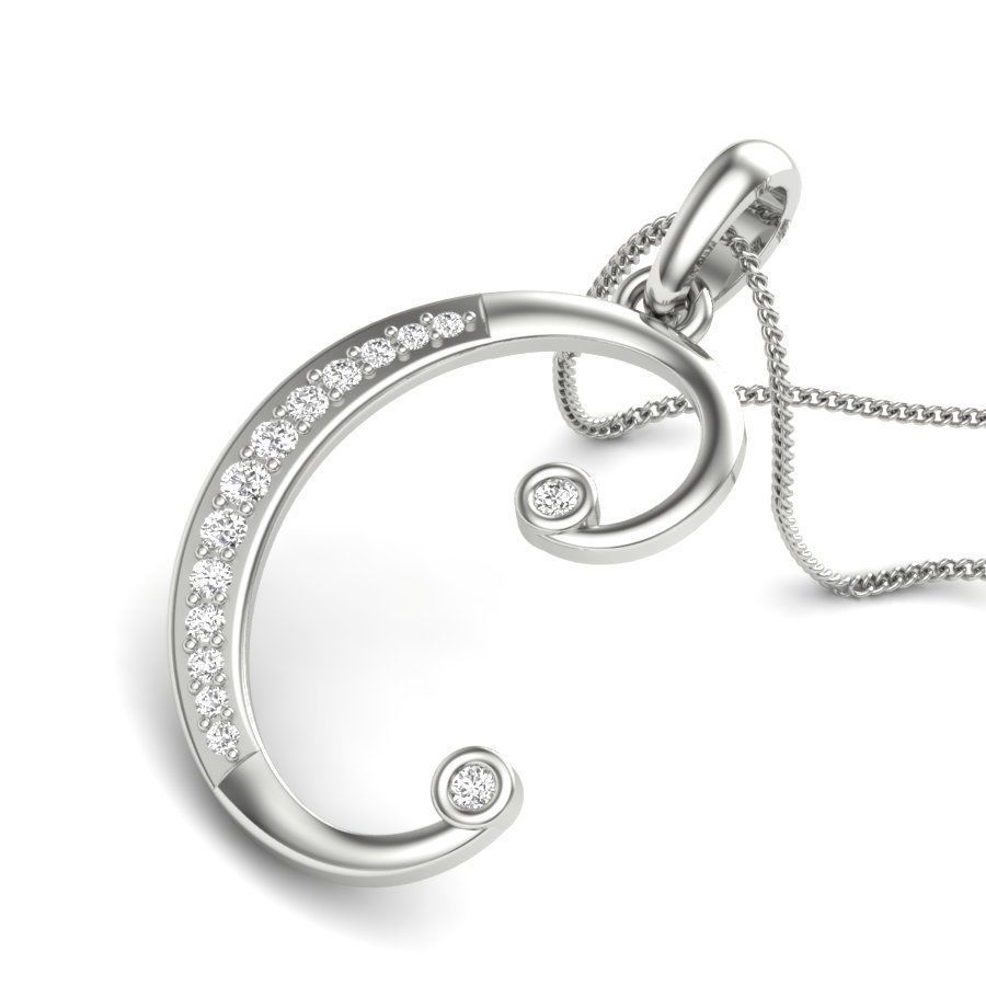 Women C Pendant  3D print model_4