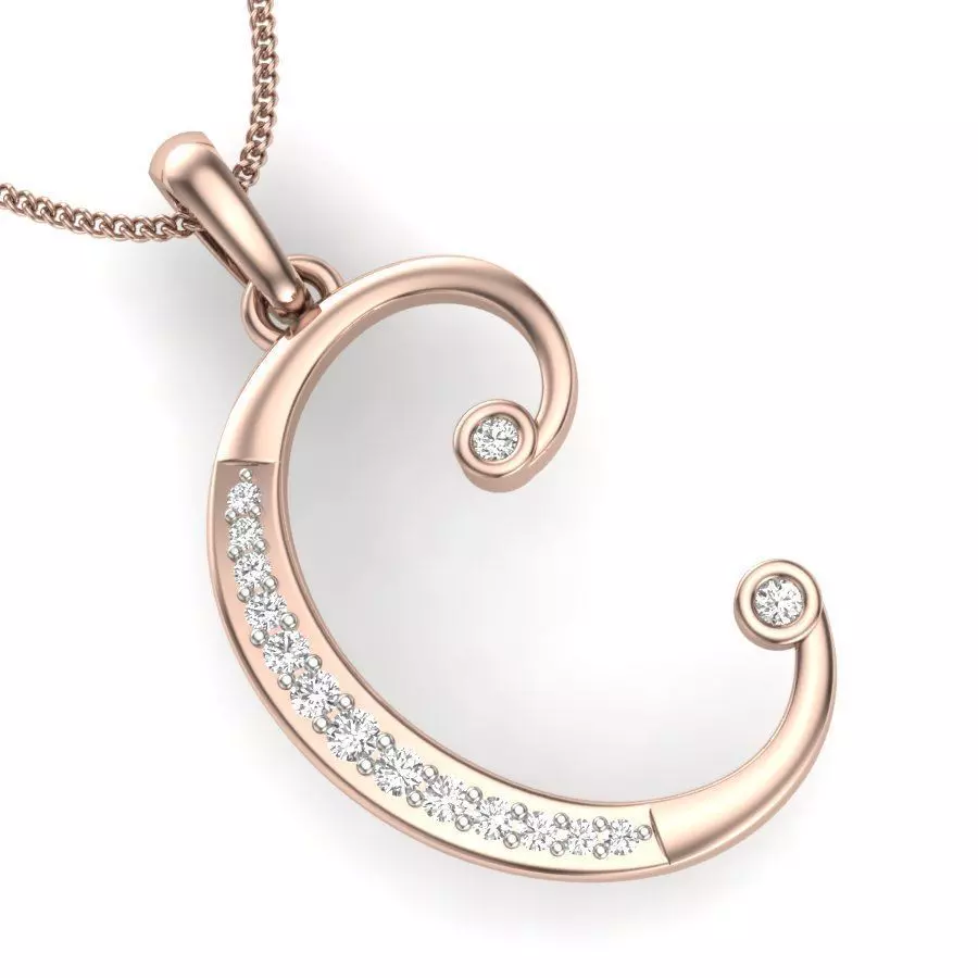 Women C Pendant  3D print model_0