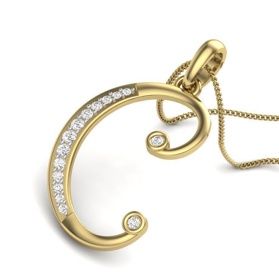 Women C Pendant  3D print model_9