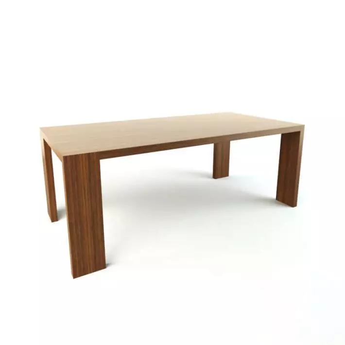 Long Wood Table 3D model_0