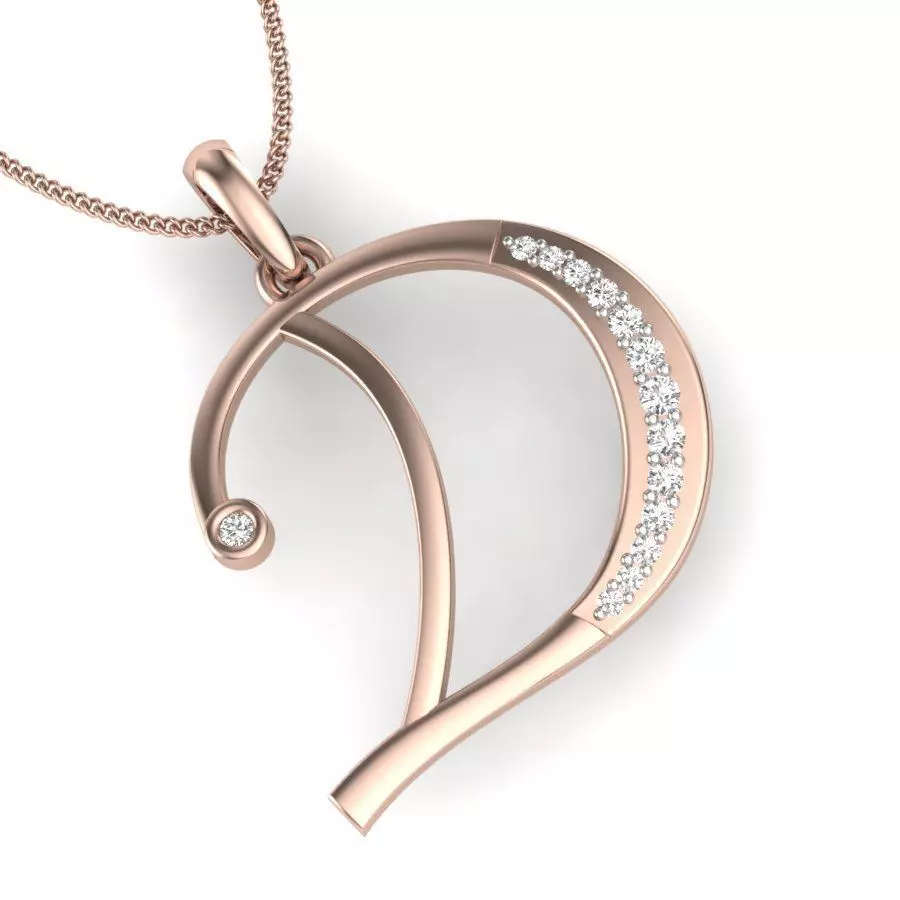 D Pendant rose gold with diamonds 3D print model