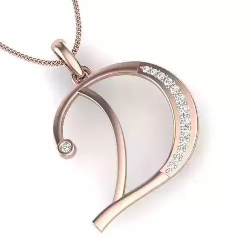 D Pendant rose gold with diamonds 3D print model