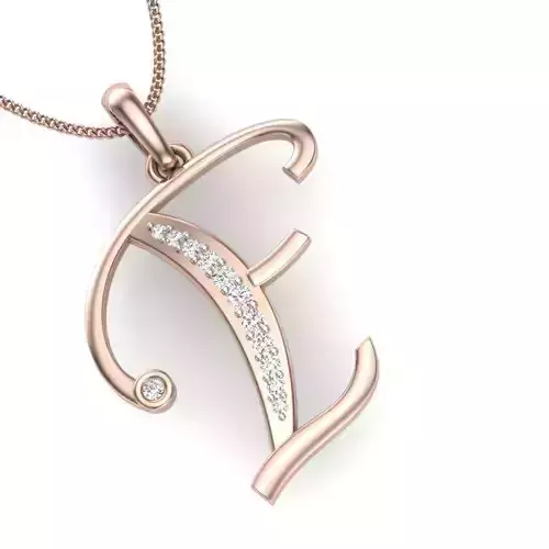 Women E pendant 3dm stl render detail