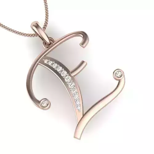 diamond  E pendant for women