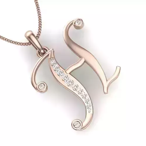 diamond H pendant for women