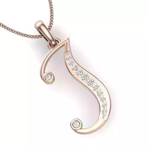 Women J pendant 3dm stl render detail 