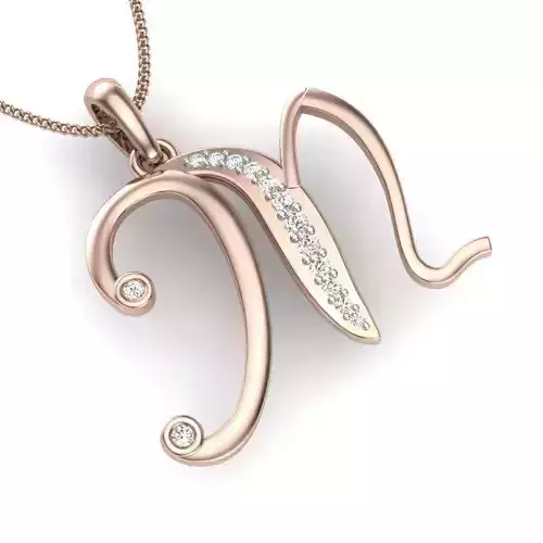 diamond M pendant for women 