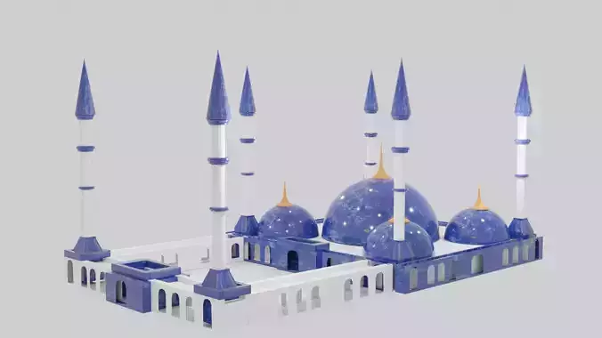 Fantasy Blue Mosque 3D Model By Mujahid Aslam 3D model