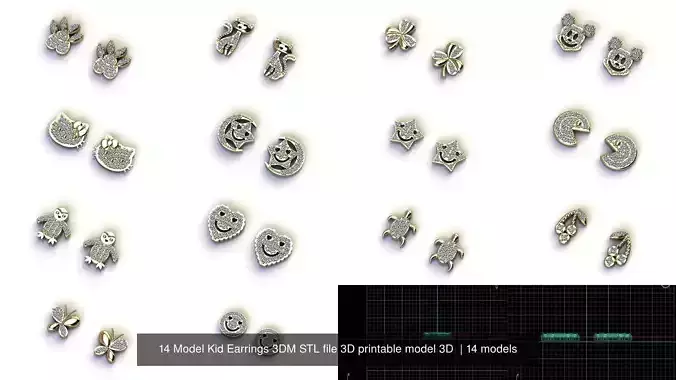 14 Model Kid Earrings 3DM STL file 3D printable model 3D 