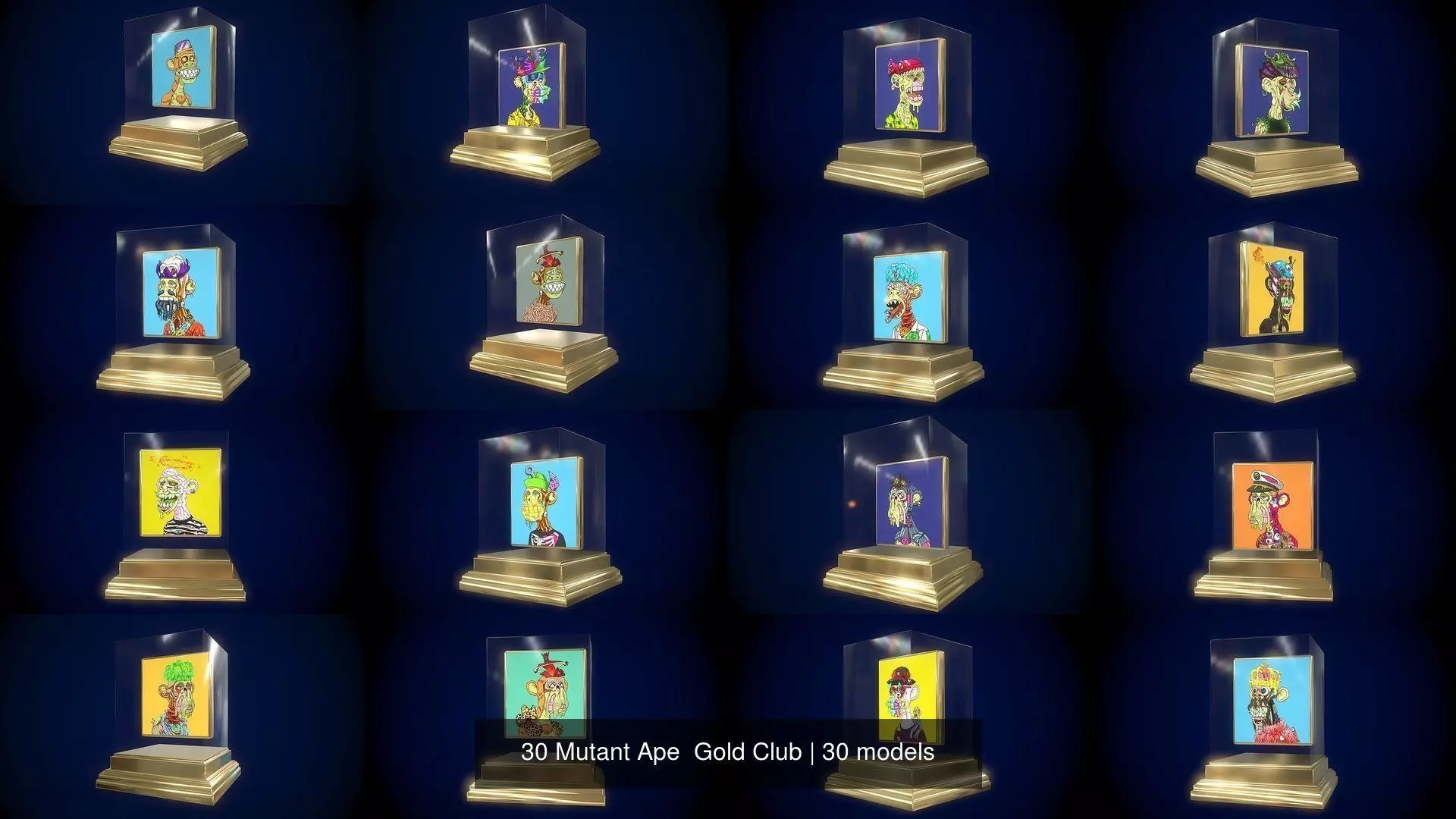 30 Mutant Ape  Gold Club 3D Model Collection_0