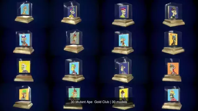 30 Mutant Ape  Gold Club 3D Model Collection