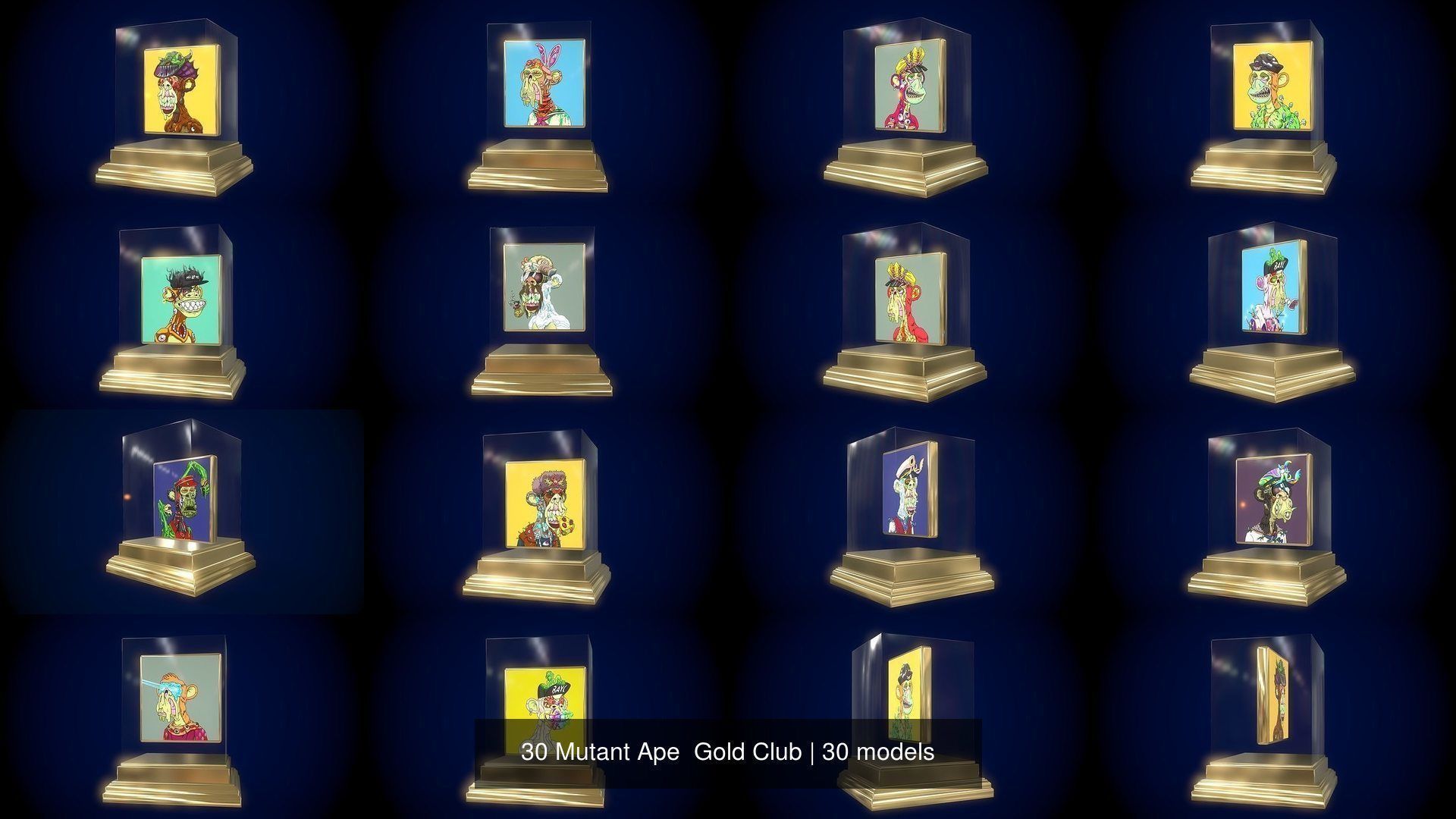 30 Mutant Ape  Gold Club 3D Model Collection_2