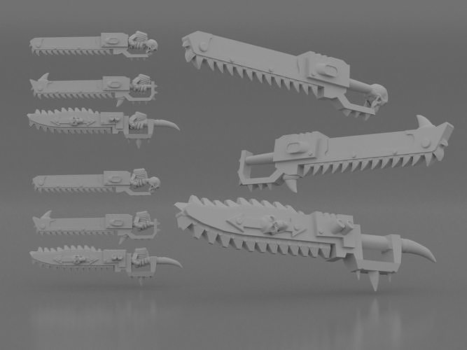 saw swords for chaotic space sailors Free 3D print model