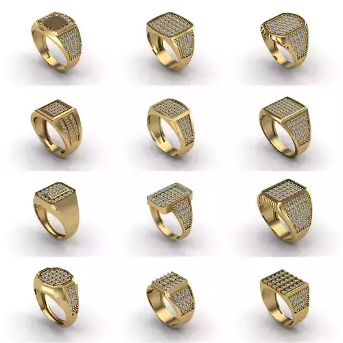 44 Files - Gent Ring With Stone Series 3DM Model Stone printable 3D Model Collection