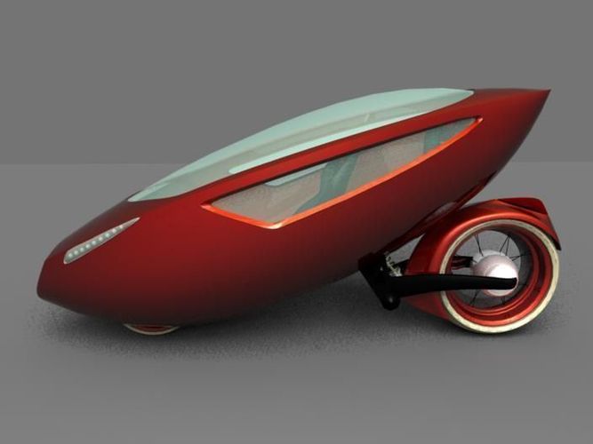redstar futuristic tricycle 3D model