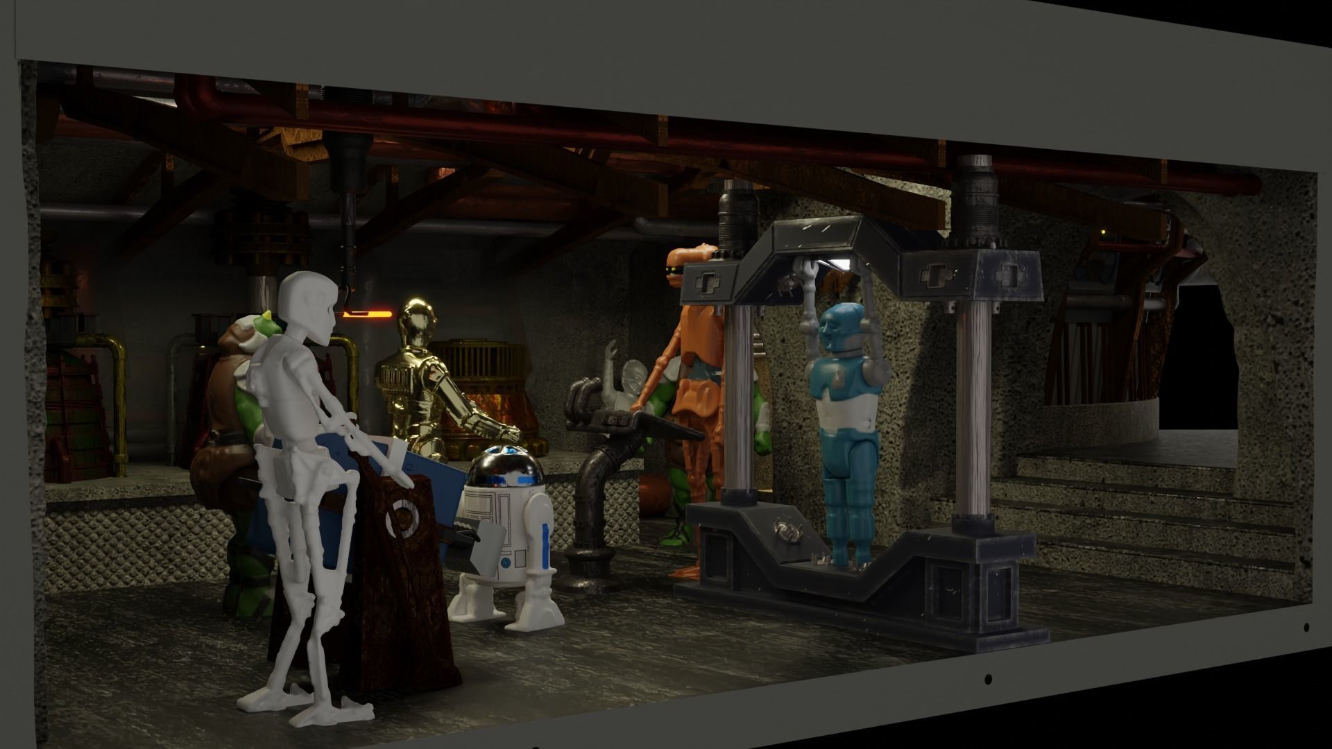 Jabbas Throne Room - Boiler Room - Complete set 1-12 scale 3D Model Collection_13