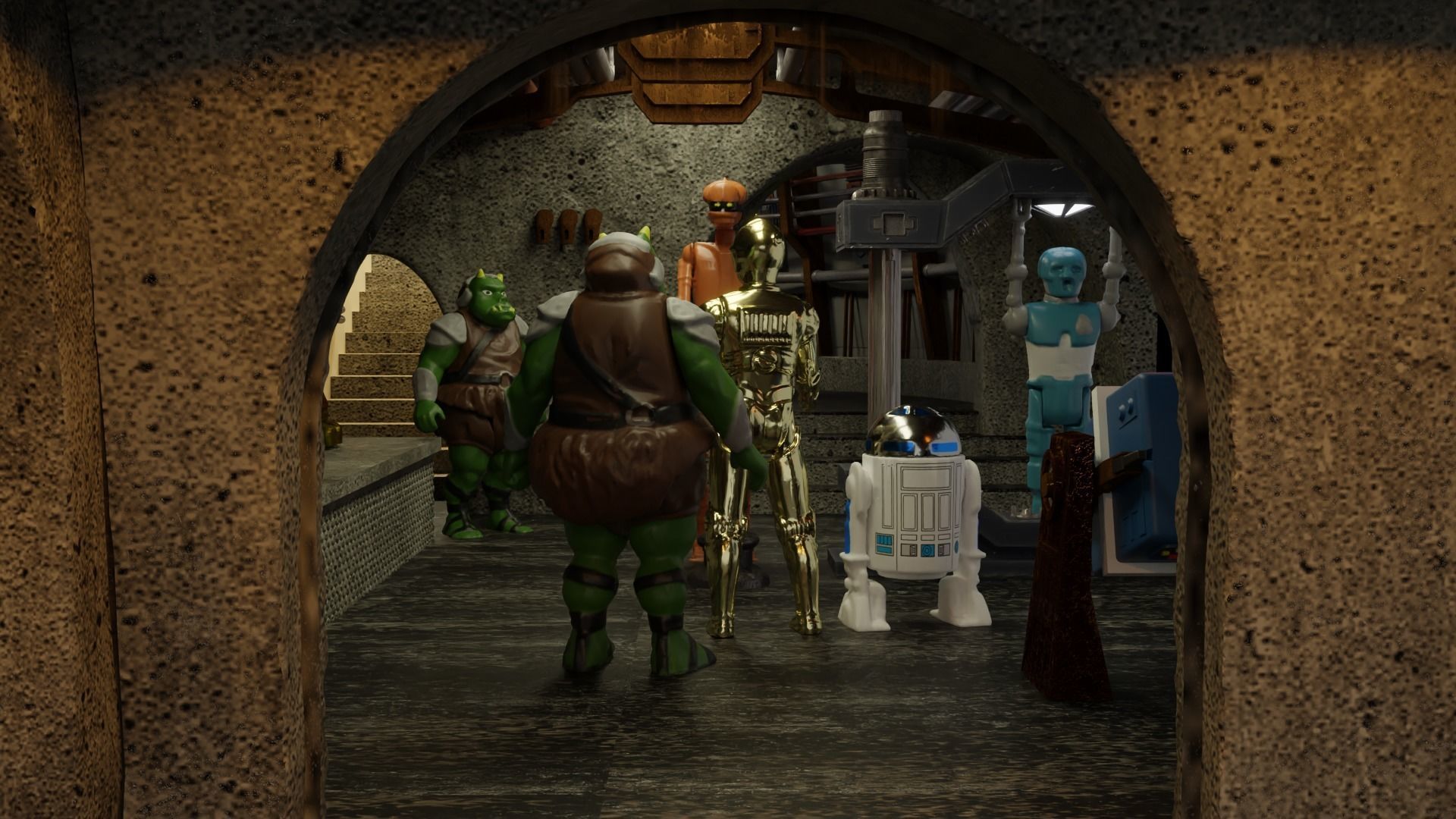 Jabbas Throne Room - Boiler Room - Complete set 1-12 scale 3D Model Collection_11