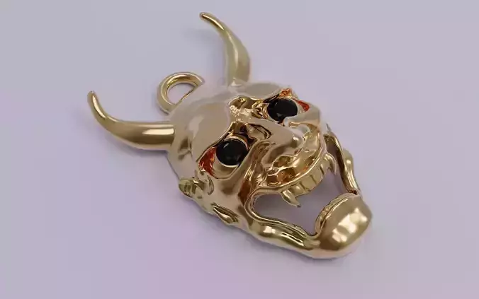 Hanya gold plated demon mask charm