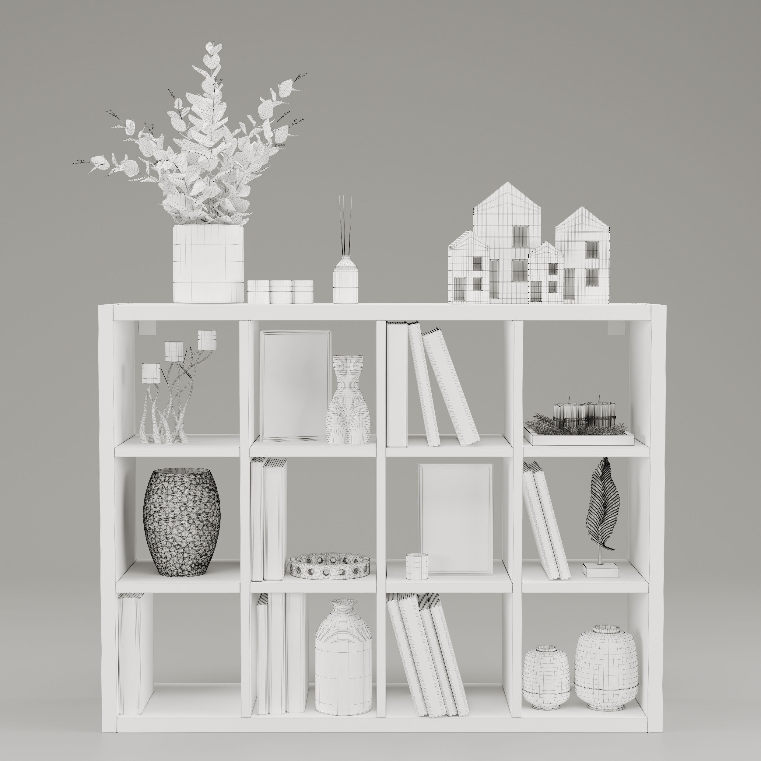 Bookcase KALLAX Ikea 3D model_7