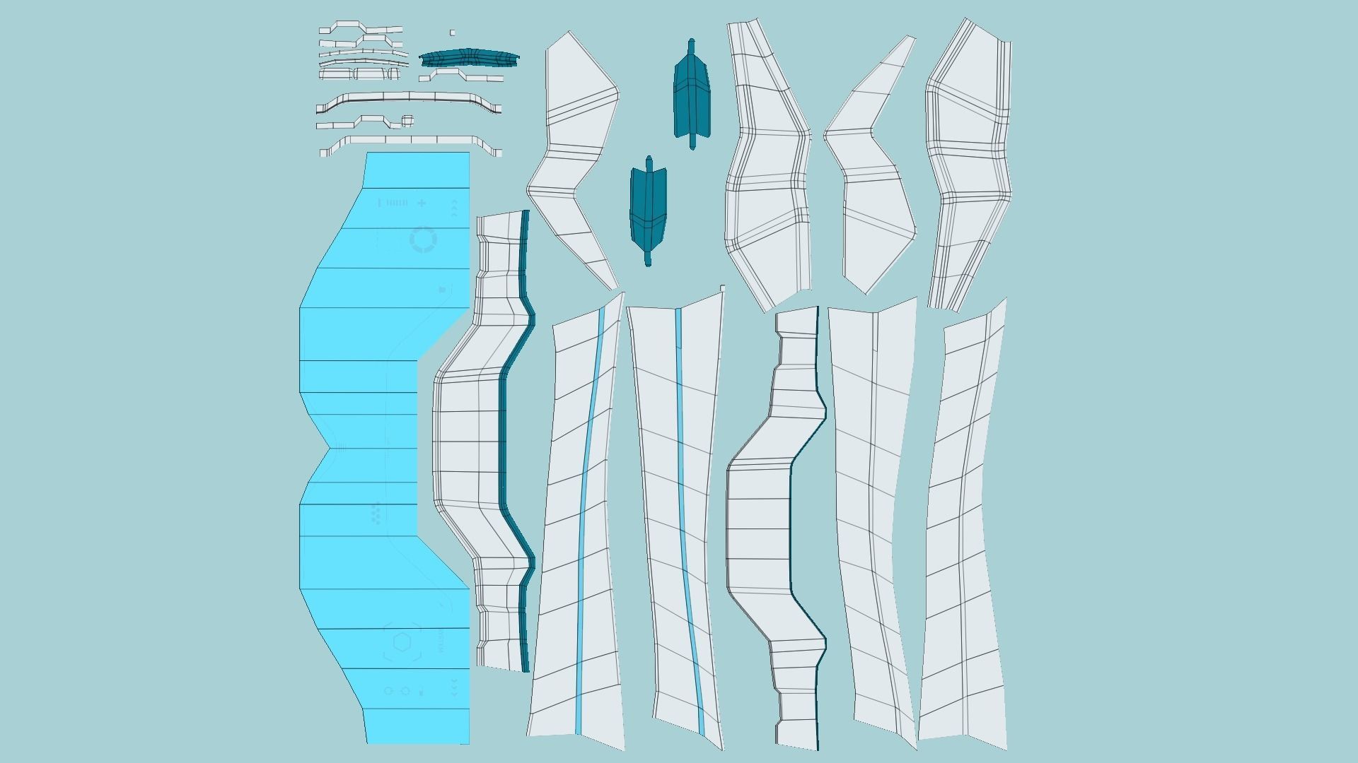 SciFi Glasses F01 White Blue - Character Design Fashion Low-poly 3D model_5