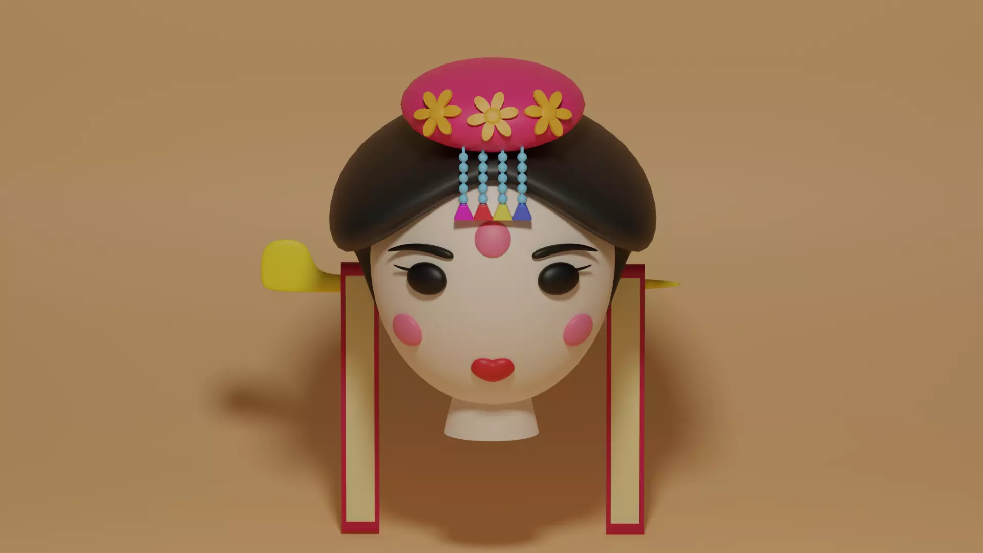 Cartoon Korean Hanbok Female 3D model
