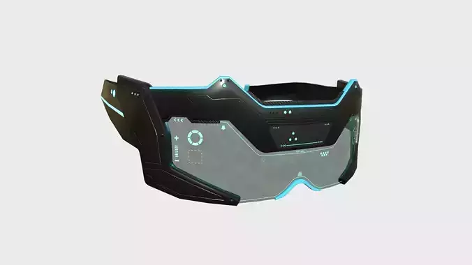 SciFi Glasses F02 Black Blue - Character Design Fashion Low-poly 3D model