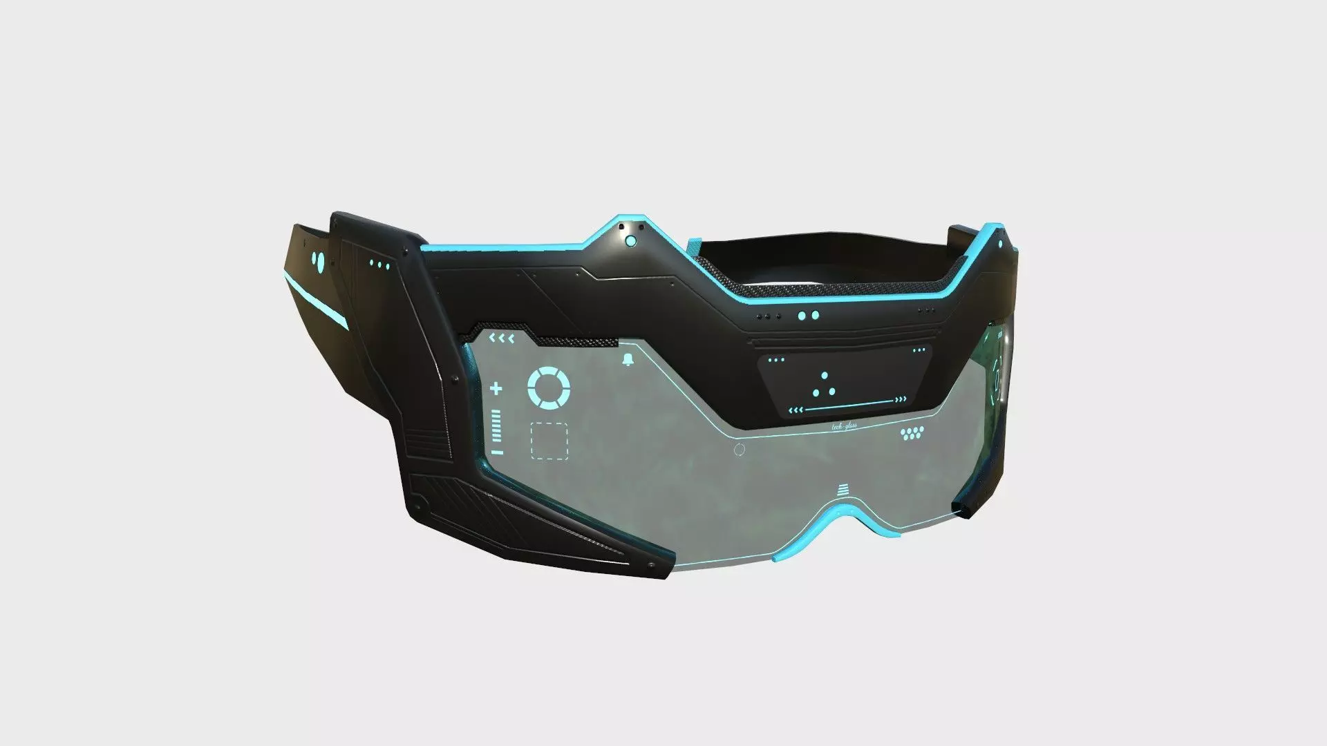 SciFi Glasses F02 Black Blue - Character Design Fashion Low-poly 3D model_0