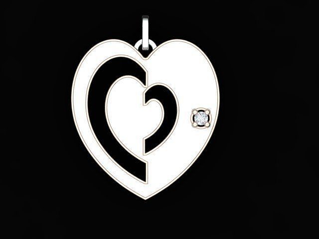 Heart Design love Pendant with Diamond 3D print model