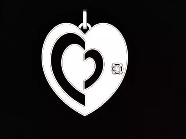Heart Design love Pendant with Diamond