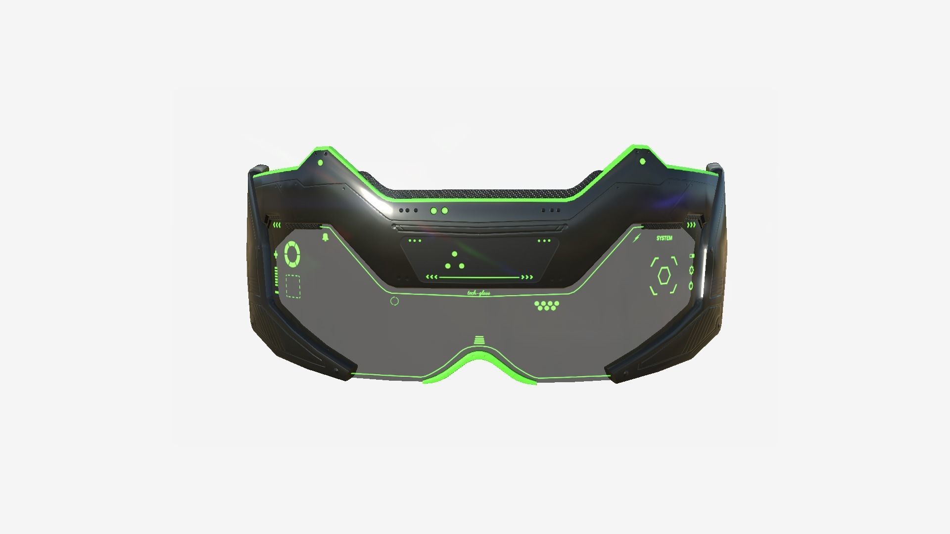 SciFi Glasses F03 Black Green - Character Design Fashion Low-poly 3D model_1