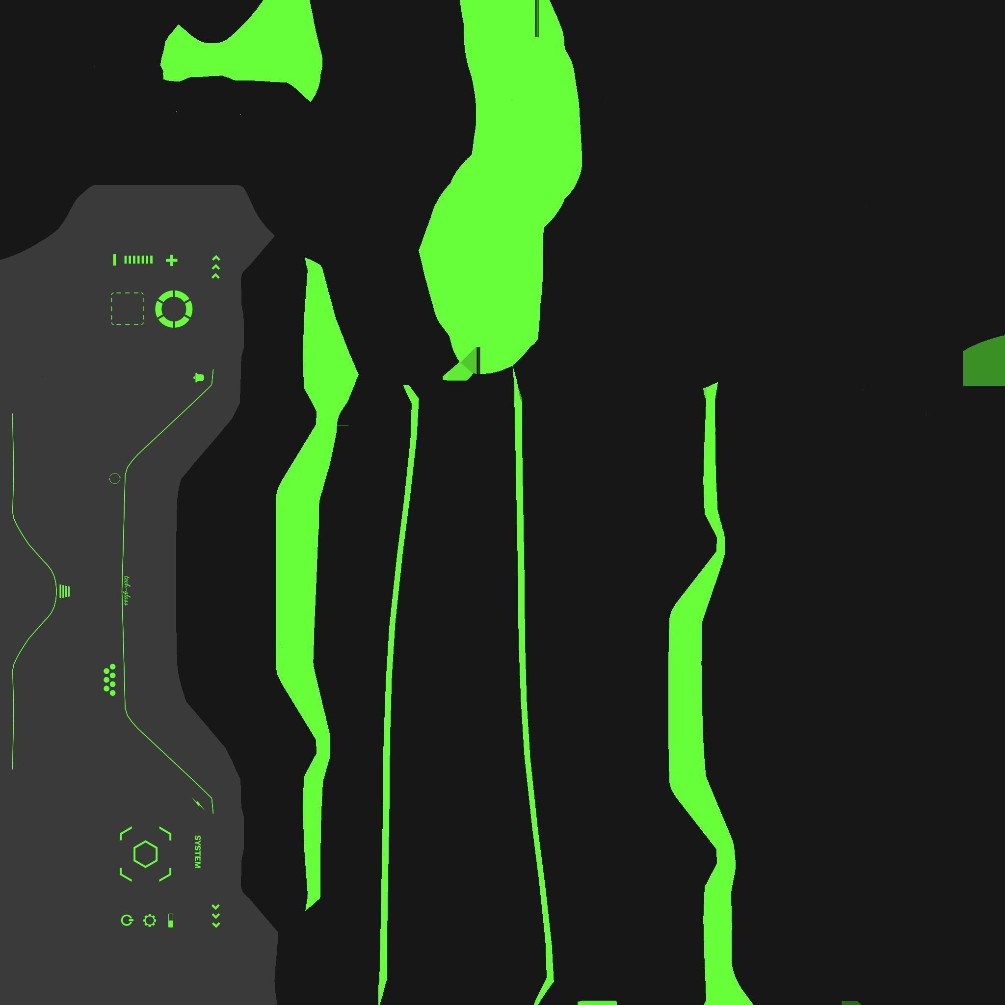 SciFi Glasses F03 Black Green - Character Design Fashion Low-poly 3D model_17