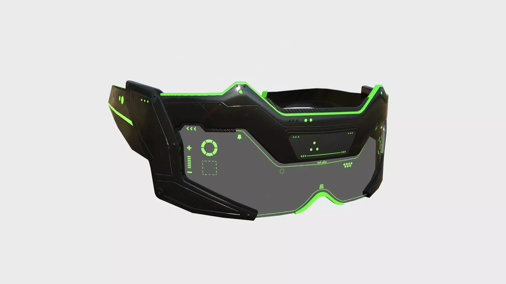 SciFi Glasses F03 Black Green - Character Design Fashion Low-poly 3D model_0