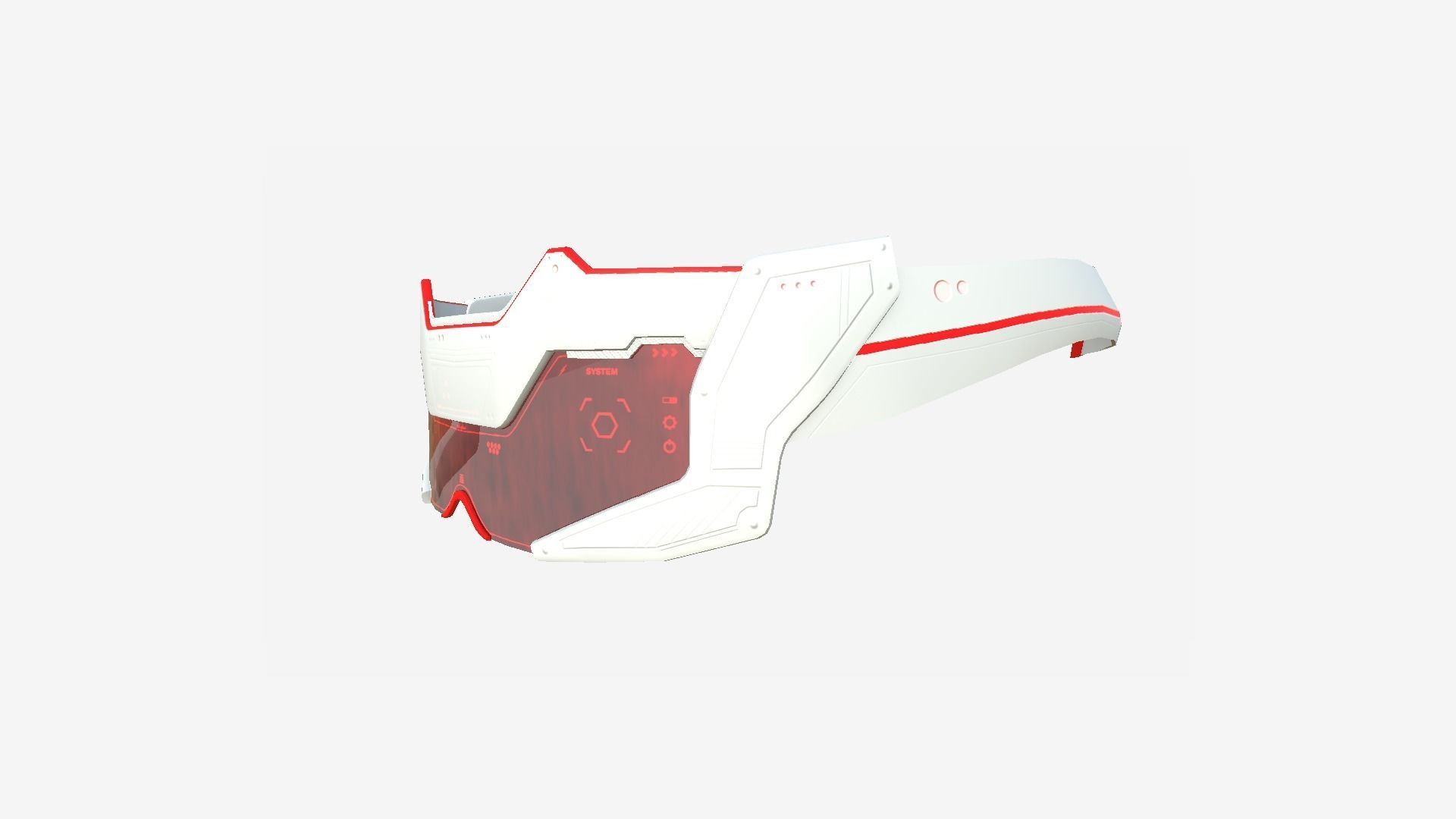 SciFi Glasses F04 White Red - Character Design Fashion Low-poly 3D model_2