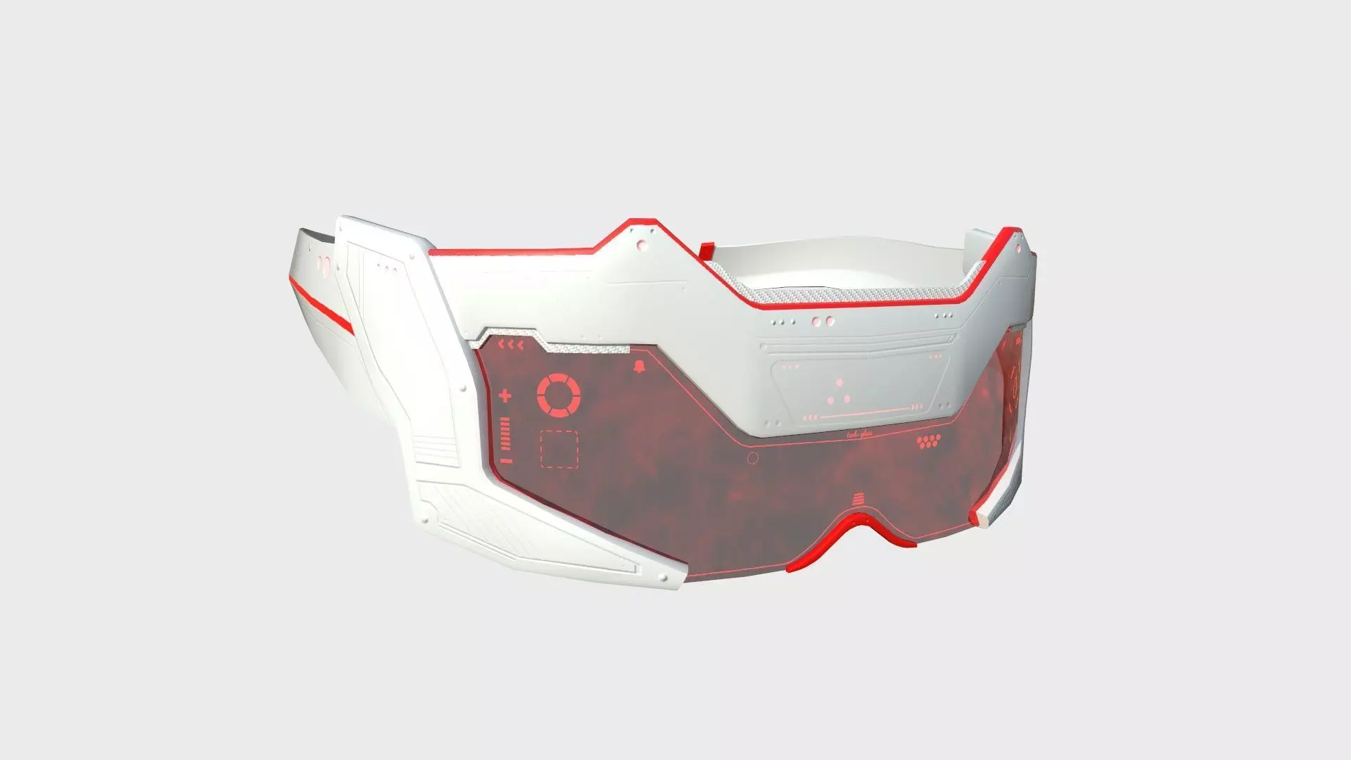 SciFi Glasses F04 White Red - Character Design Fashion Low-poly 3D model_0