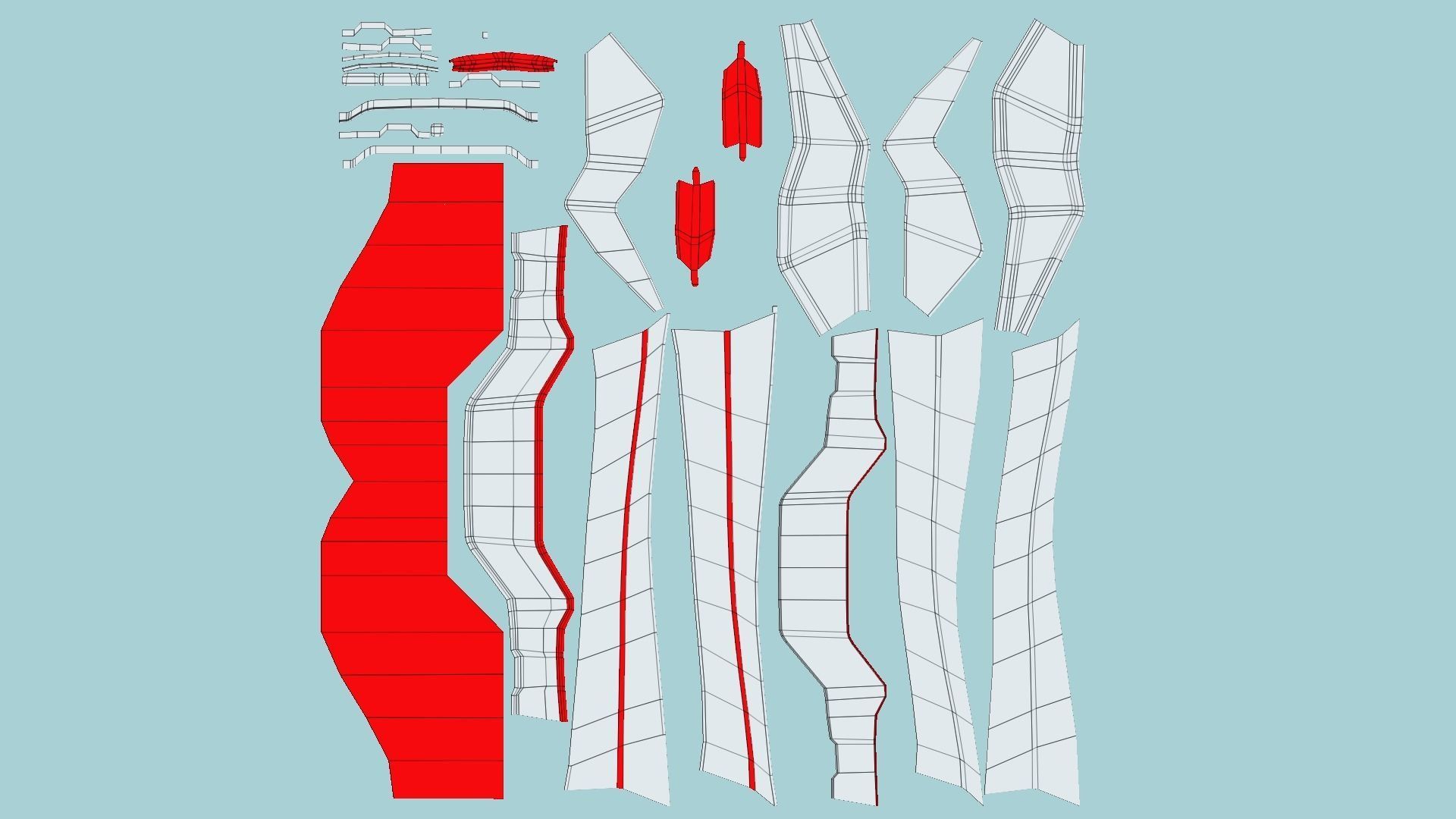 SciFi Glasses F04 White Red - Character Design Fashion Low-poly 3D model_5