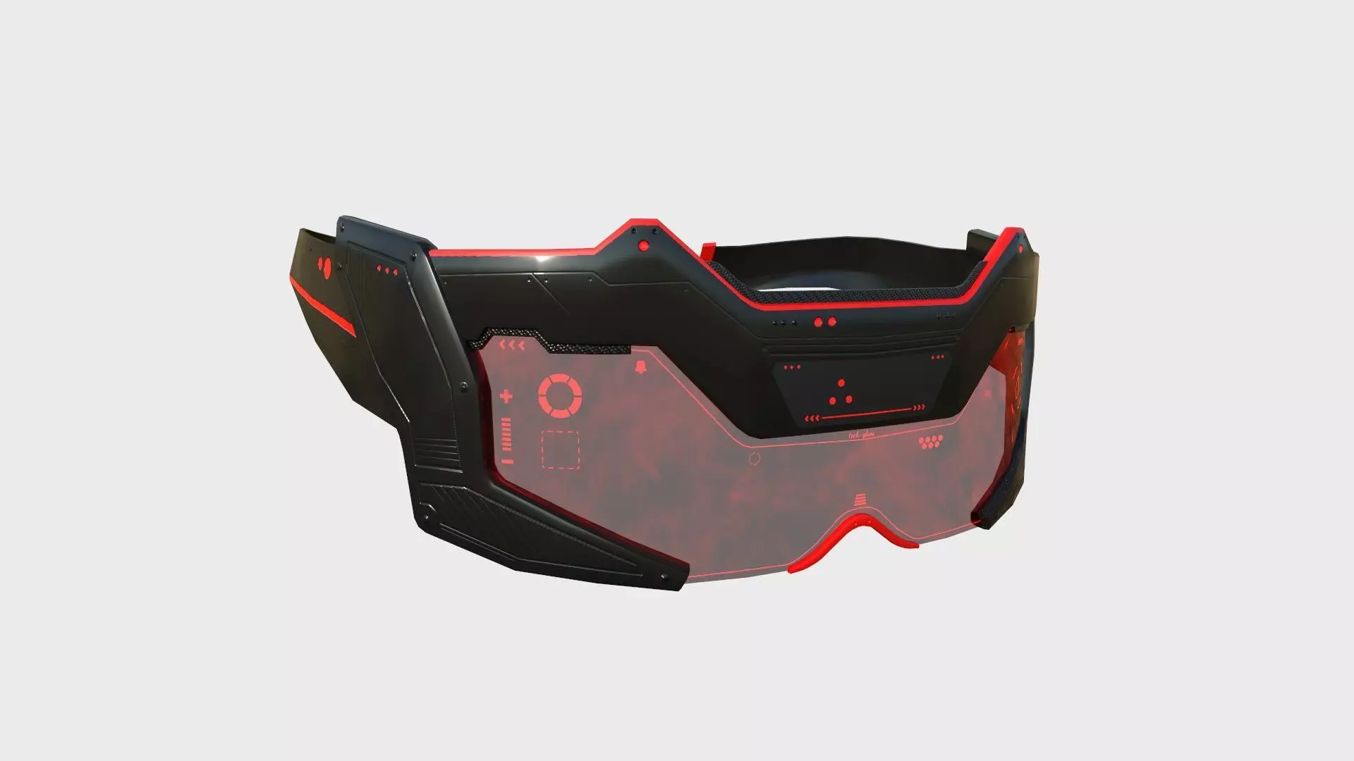 SciFi Glasses F05 Black Red - Character Design Fashion Low-poly 3D model_0