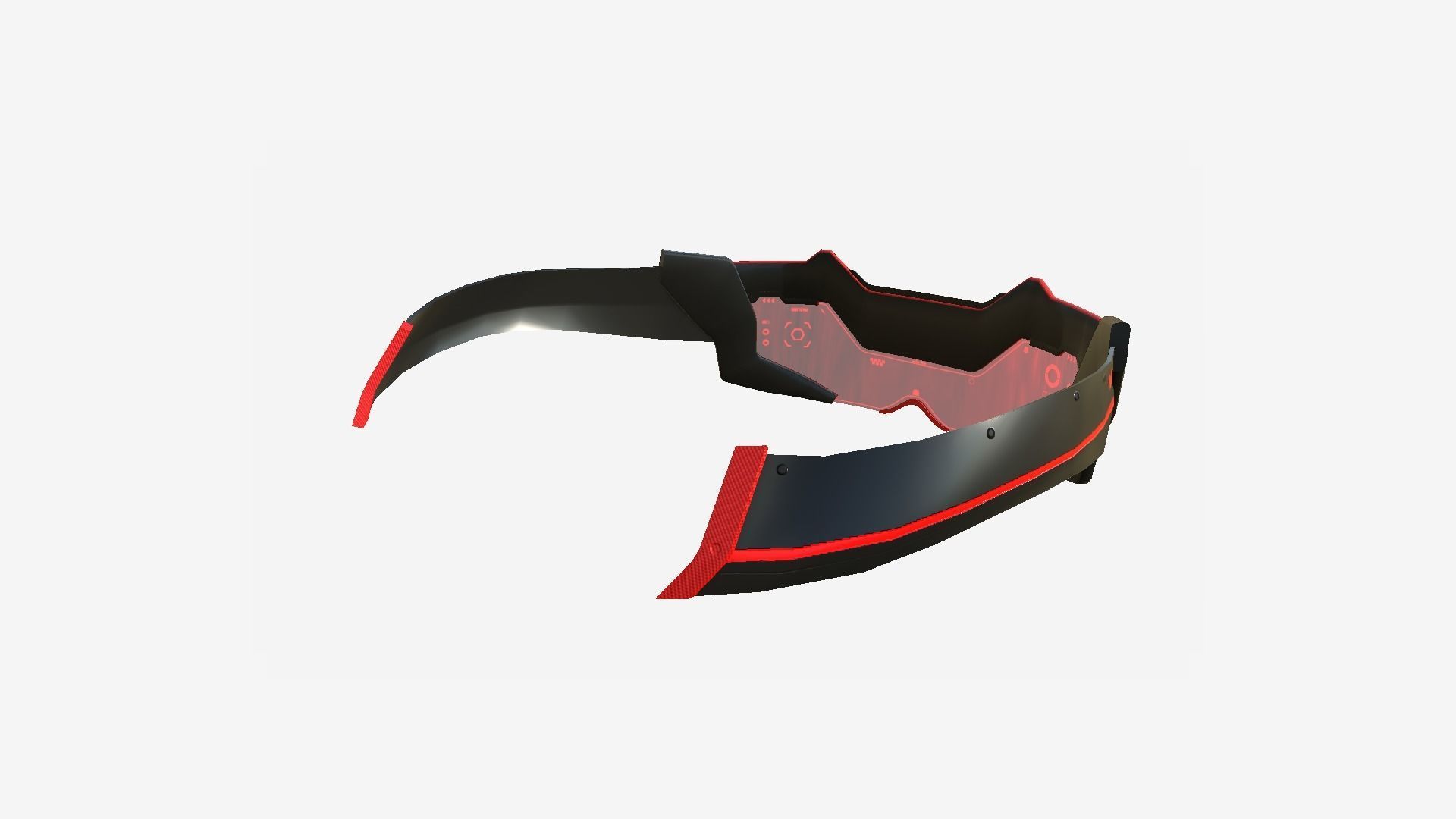 SciFi Glasses F05 Black Red - Character Design Fashion Low-poly 3D model_4