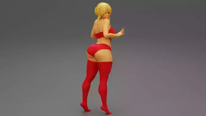 Sexy blond Girl wearing in underwear leaning against the wall