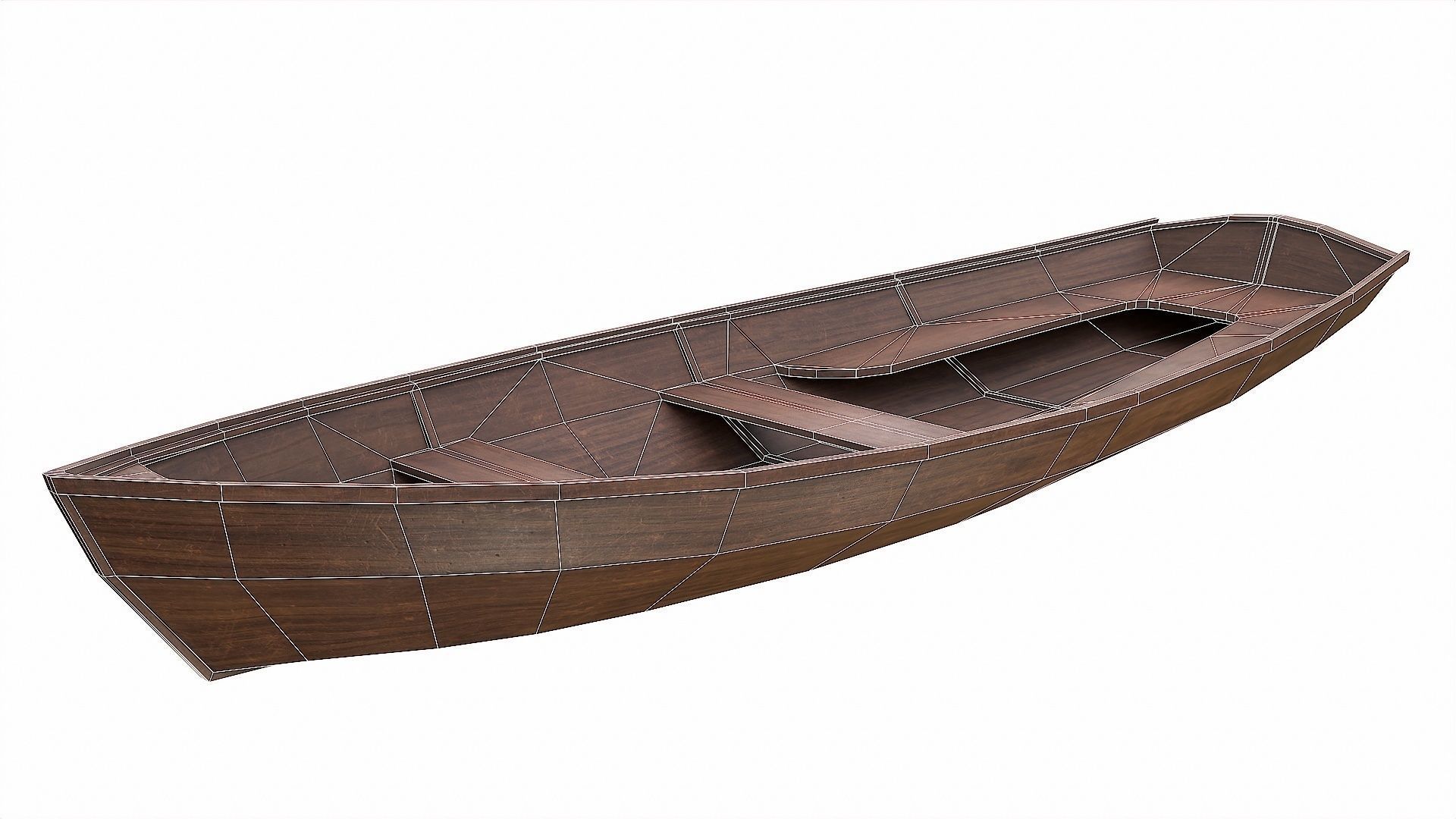 Painted Wooden Boat v3 Free low-poly 3D model_10