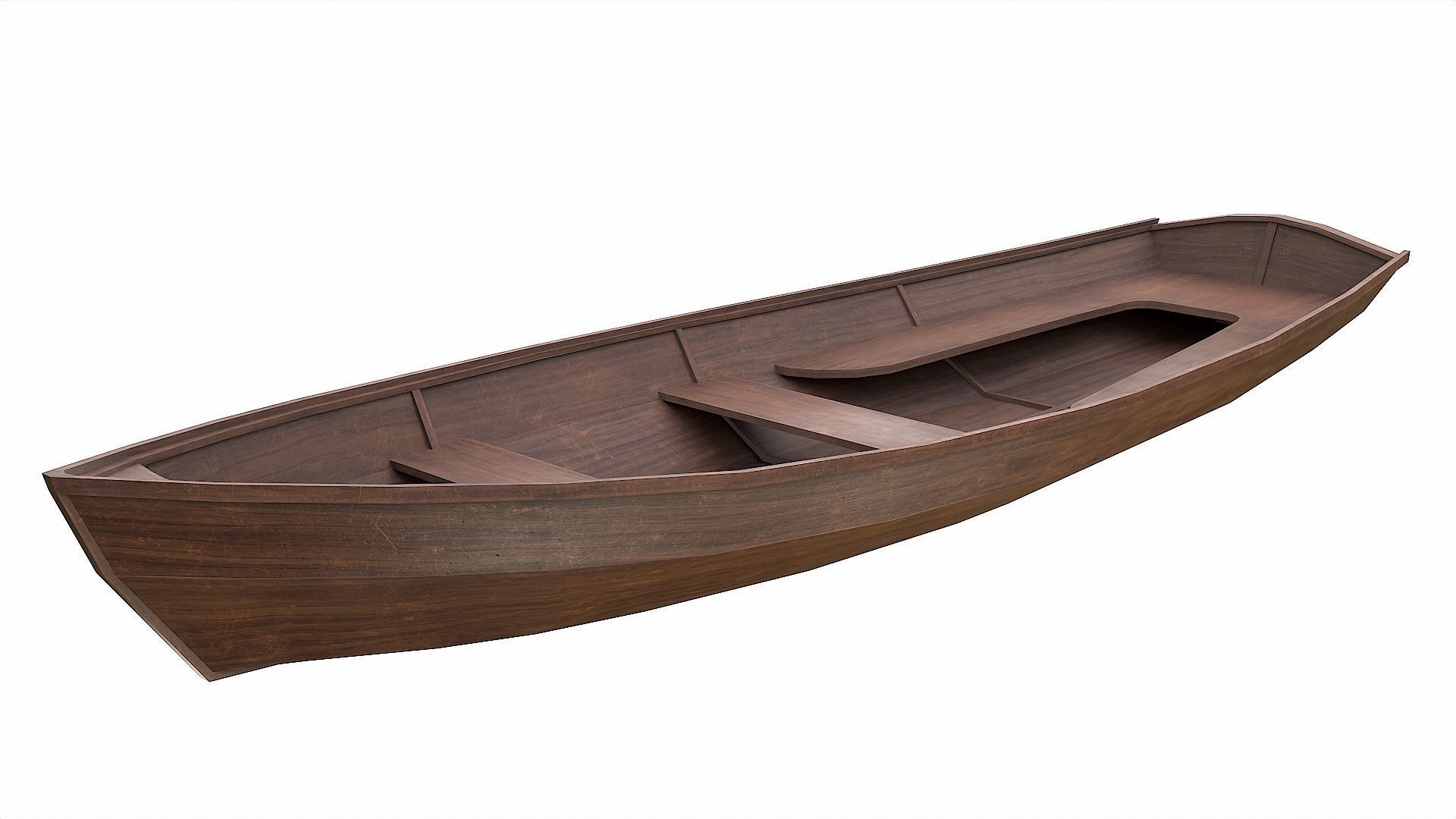 Painted Wooden Boat v3 Free low-poly 3D model_6