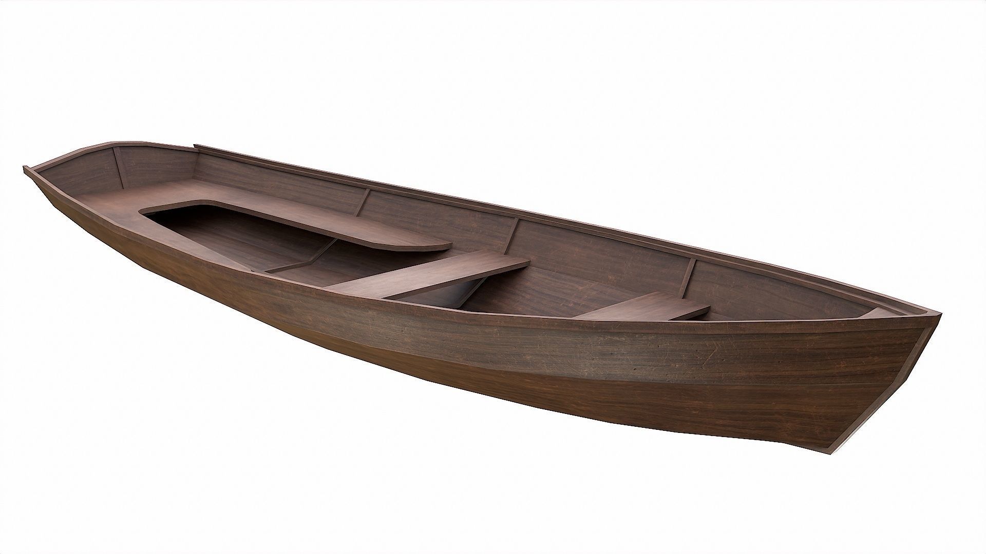Painted Wooden Boat v3 Free low-poly 3D model_7